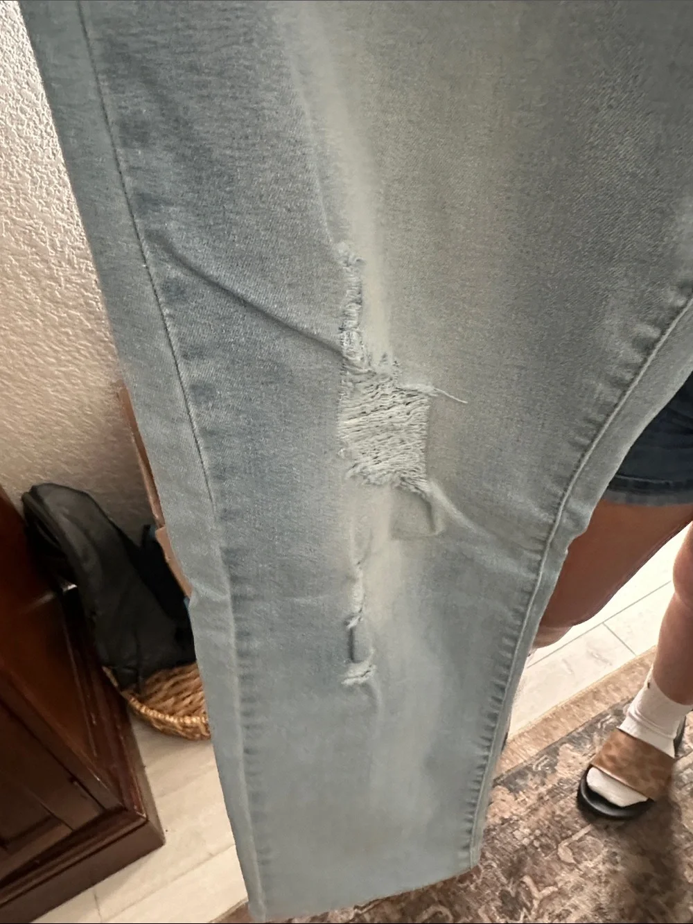 Slim Straight Light Blue Men’s Jeans - Distressed Finish
